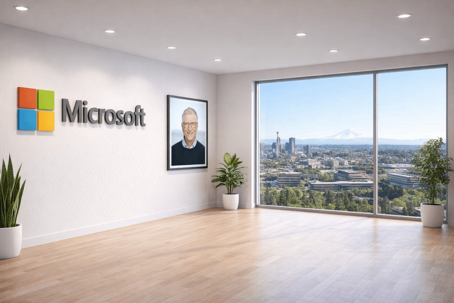Example office background — Tech · Mountain Skyline